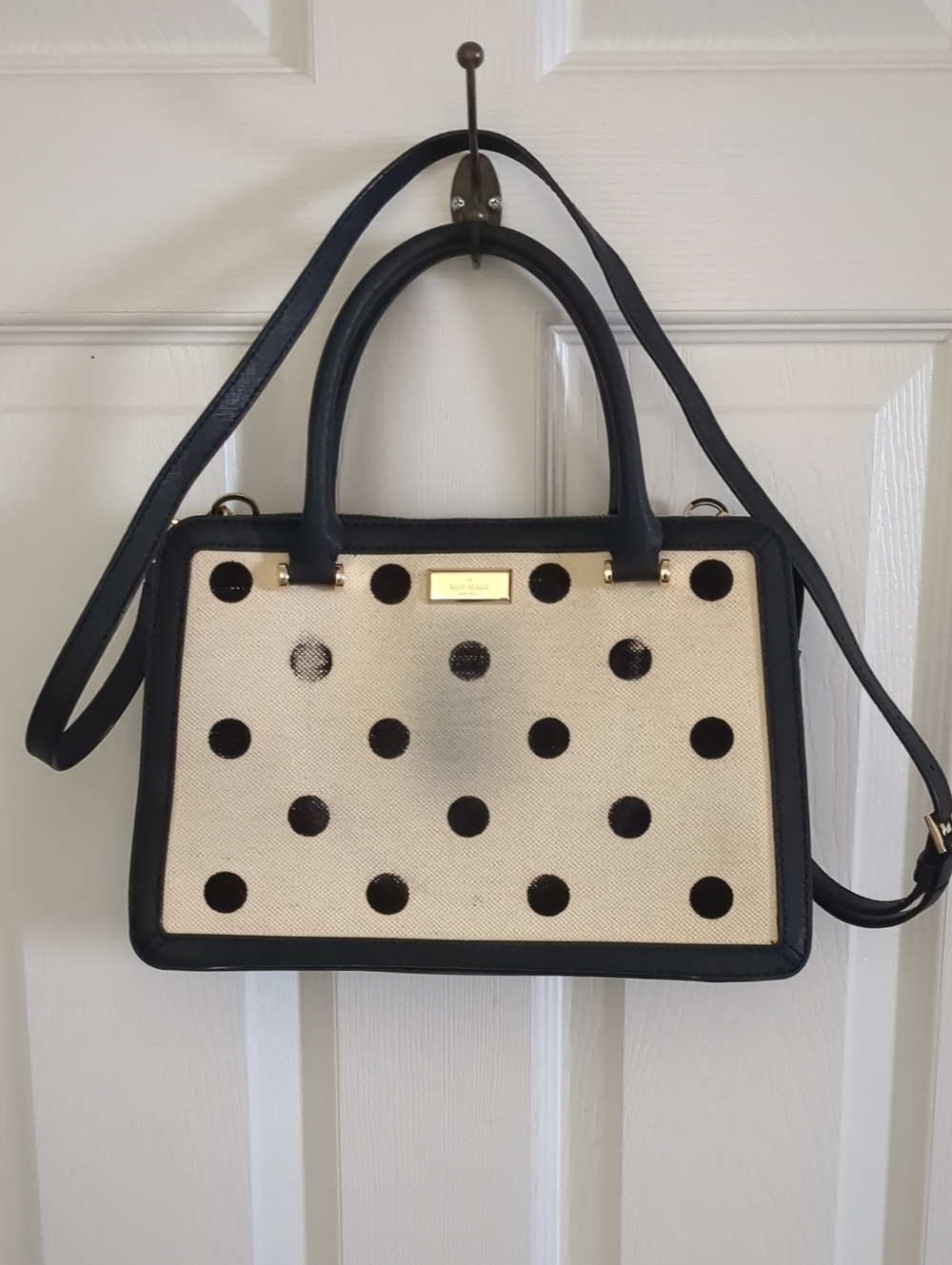 kate spade Black and Cream Polka Dot Satchel